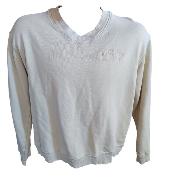 Vintage Medium Sweatshirt John Deere Cream Pullover Embroidered Logo 1990's Farm - Picture 2 of 8